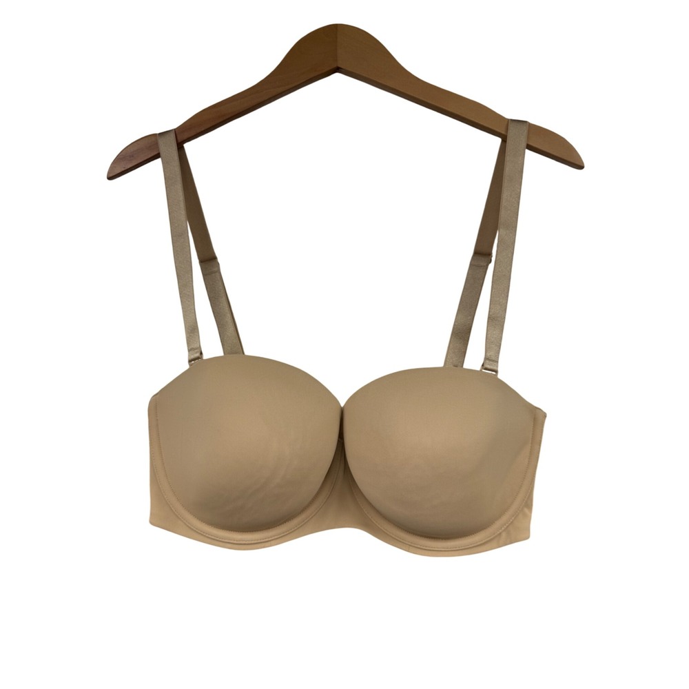Cacique Multi-Way Strapless Bra 34DDD Beige Lightly Lined Underwire